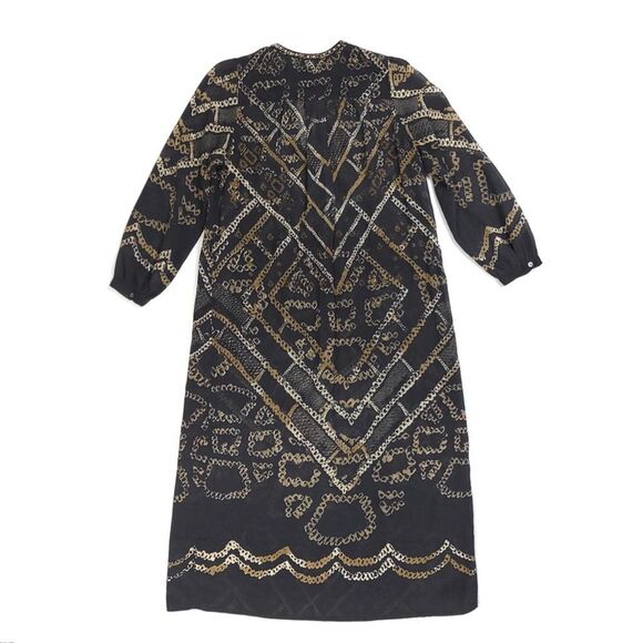 ISABEL MARANT Nimazu Studded Kaftan Tunic Midi Dress Black Chain Print Indie 4 - Picture 7 of 12